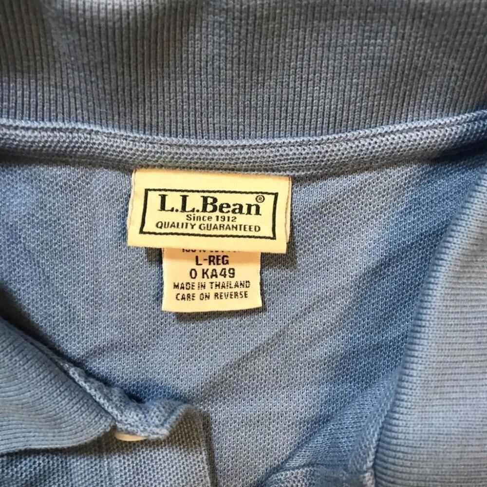 LL Bean Polo Shirt Men's Short Sleeve Blue Striped Adult Casual Size Large - Picture 3 of 11